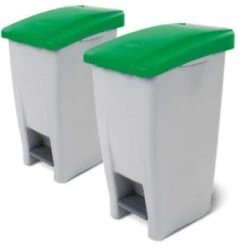 Abfallbehälter, 60l, HxBxT 700x380x490mm, Korpus PP Grau, Deckel PP Grün