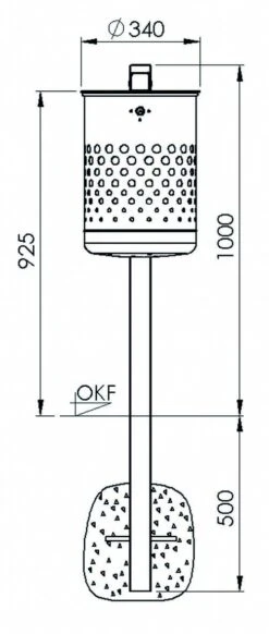 Stand-Abfallbehälter Ca. 35 L, Gelocht Feuerverzinkt