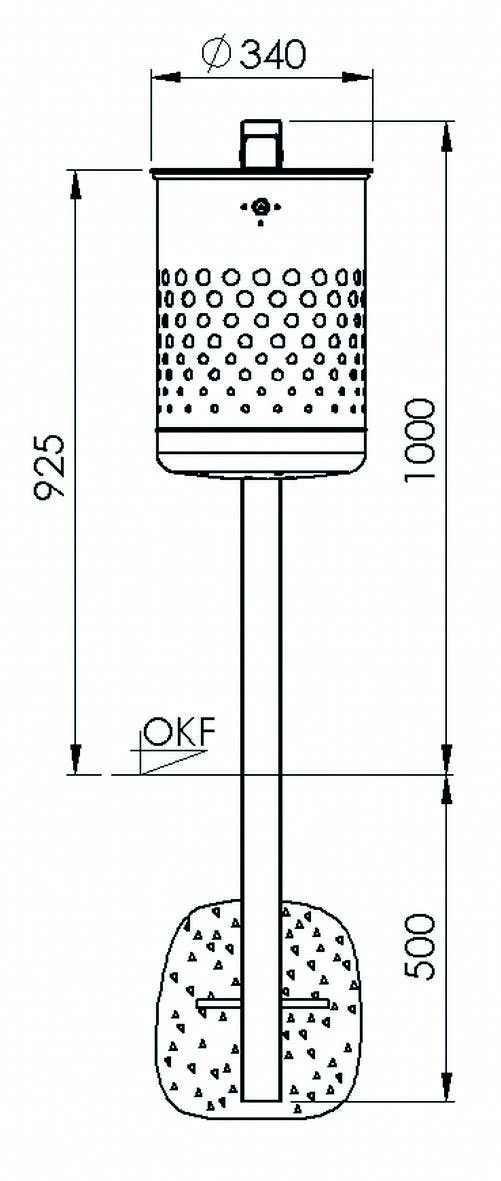 Stand-AbfallbehÀlter Ca. 35 L, Gelocht Feuerverzinkt