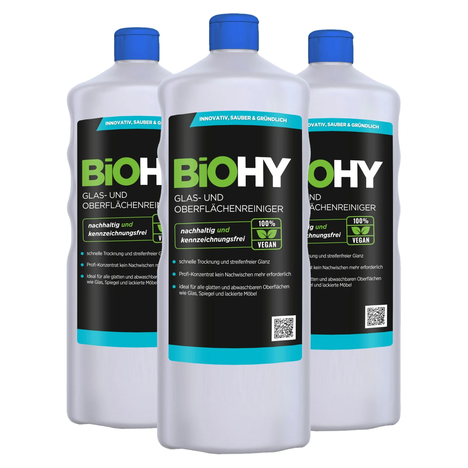 BiOHY Glas- Und OberflĂ€chenreiniger (12x1l Flasche) | Konzentrat | Universalreiniger | Intensiv & Nachhaltig Reinigender Automatenreiniger â Bild 4