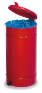 Wertstoffsammler, 1x70l, HxĂ 700x450mm, Klemmring, Korpus Stahl RAL7032, Deckel Kunststoff Silber â Bild 4