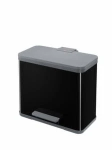 HAILO Tretabfallsammler, 1x11/1x19l, HxBxT 440x470x250mm, InnenbehĂ€lter Kunststoff, Korpus Stahl Tiefschwarz, Deckel Kunststoff â Bild 3