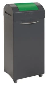 Wertstoffbehälter, Nicht Brennbar, 1x75l, HxBxT 840x380x320mm, Korpus Stahl RAL7016, Deckel Stahl Grün, 2 Rollen