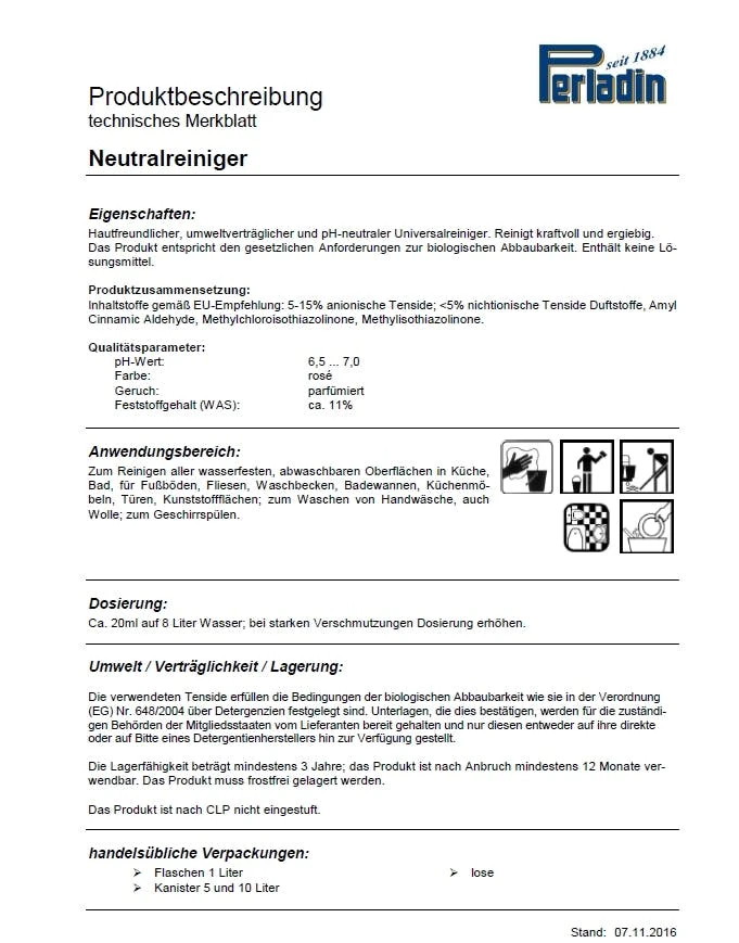 Perladin Premium Neutralreiniger 5 L Kanister Mit Ablasshahn Universal Reiniger 5 Liter – Bild 2