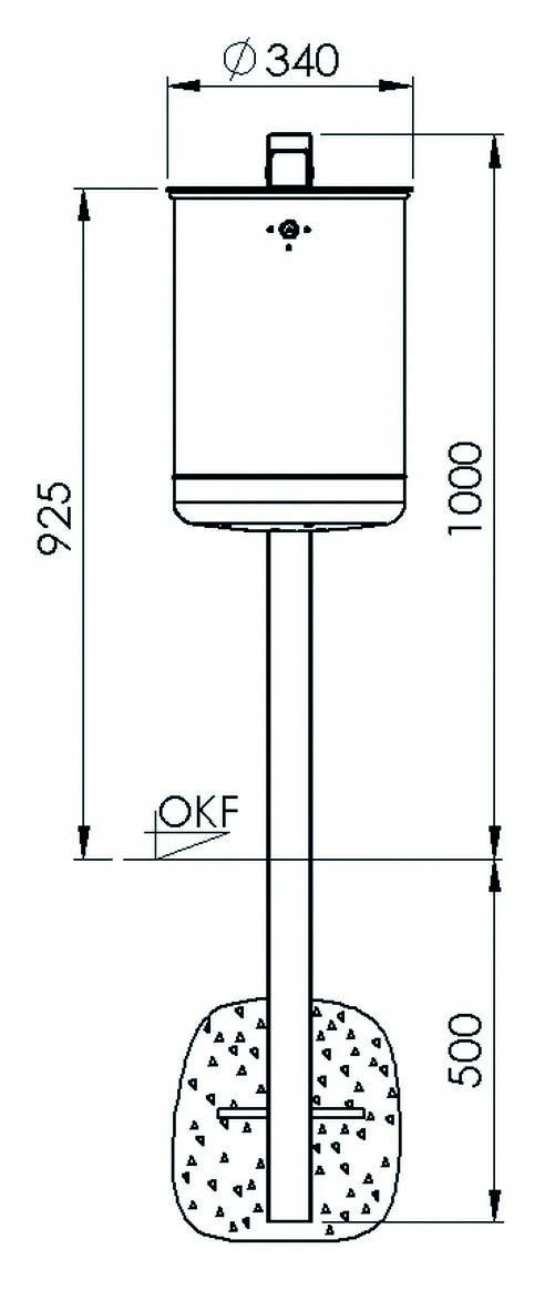 Stand-AbfallbehĂ€lter Ca. 35 L, Gelocht Feuerverzinkt â Bild 4