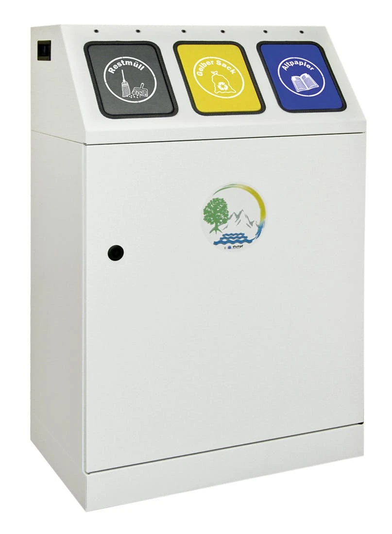 Abfalltrennung TD 4, RAL 7035/RAL 7016, RAL 3000, RAL 1003, RAL 5010, Verz. InnenbehĂ€lter, 4x45 Liter â Bild 3