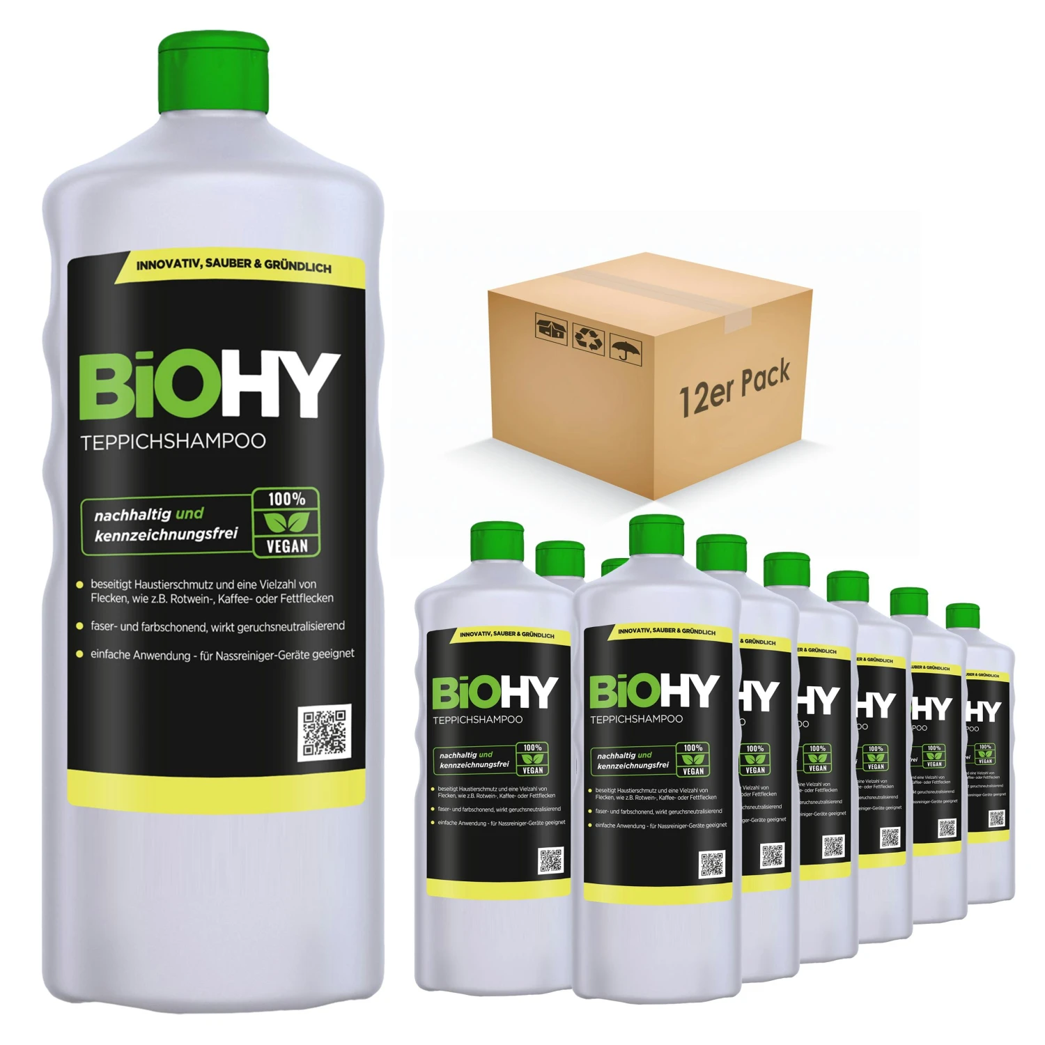 BiOHY Teppichshampoo (6x1l Flasche) | Teppichreiniger Ideal Zur Entfernung Von Hartnäckigen Flecken | SPEZIELL FÜR WASCHSAUGER ENTWICKELT – Bild 2