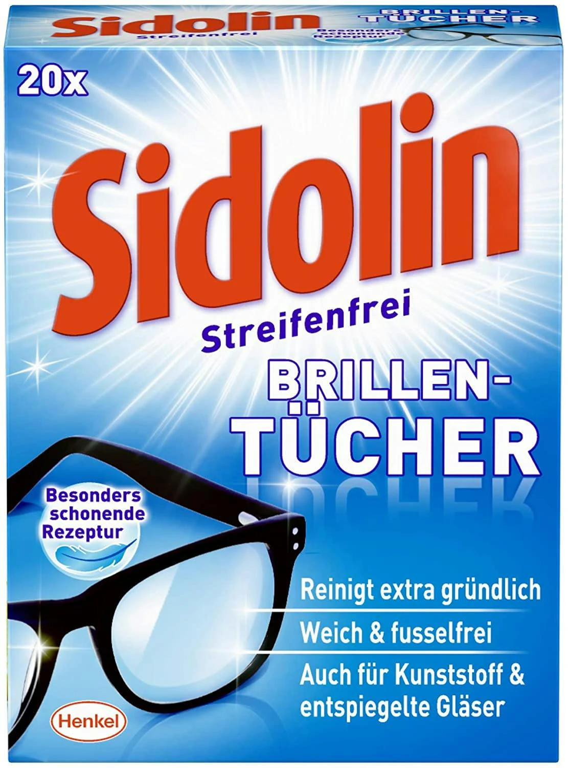 Sidolin Brillenputztücher 20 Stück Reinigungstücher Tücher Reinigen Putztuch