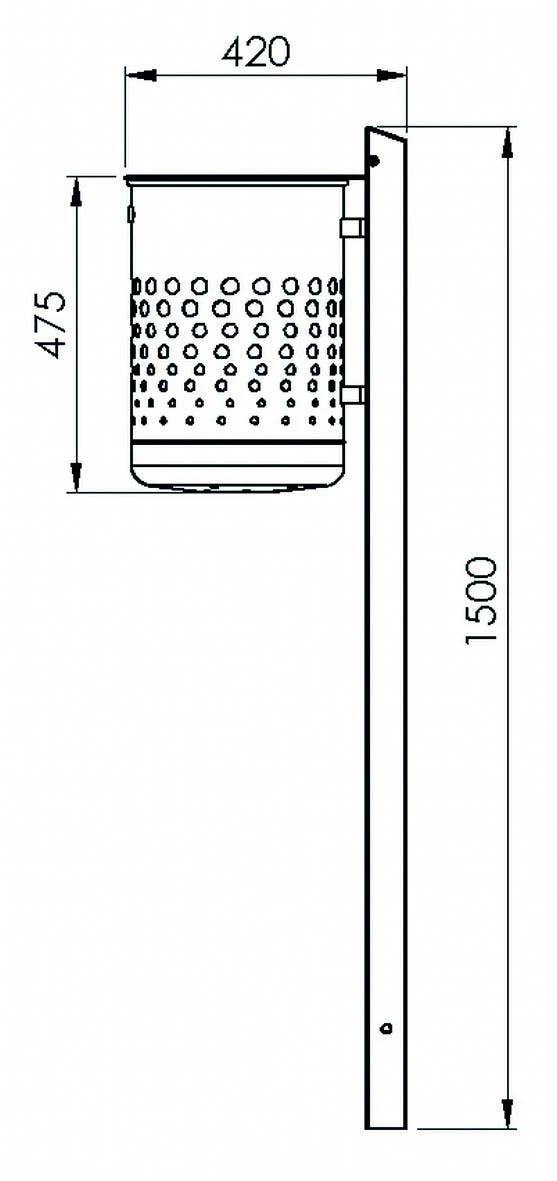 Stand-AbfallbehĂ€lter Ca. 35 L, Gelocht Feuerverzinkt â Bild 6