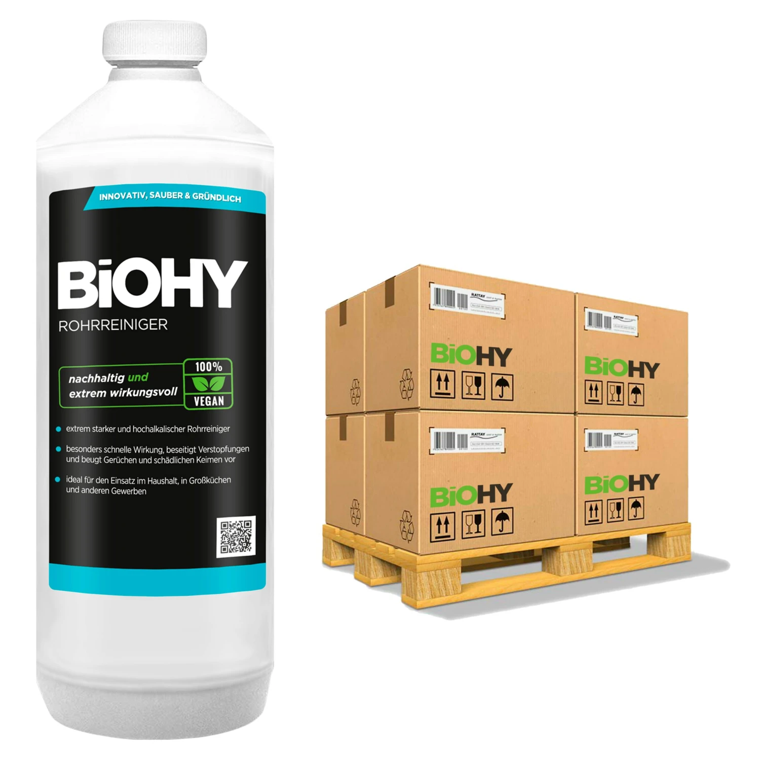 BiOHY Rohrreiniger (1l Flasche) | EXTRA STARK | Flüssiger, Hochkonzentrierter Abflussreiniger | Geruchsneutral | Für Alle Verstopfungen – Bild 4