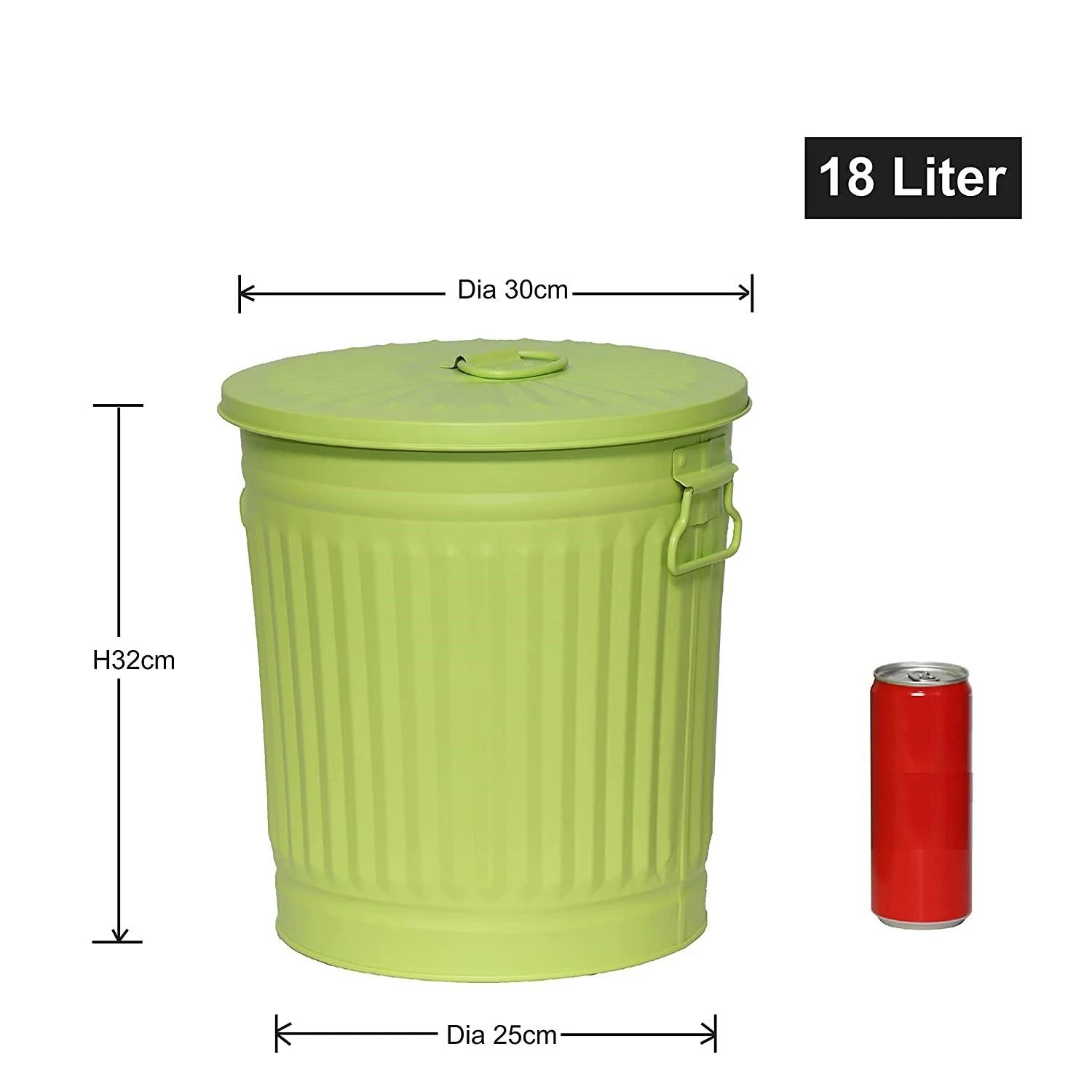 Jinfa 4er-Set Retrodesign Mülleimer Mit Griffen Und Deckel + 50 Müllbeutel | Mattweiß| 18L – Bild 3