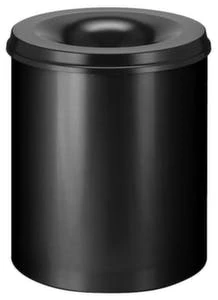 Papierkorb, Selbstlöschend, 80l, HxØ 540x470mm, Kopfteil Schwarz, Korpus Stahl Schwarz