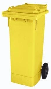 Abfalltonne, 80l, Korpus PE Grau, HxBxT 930x448x530mm, 2 Räder – Bild 4