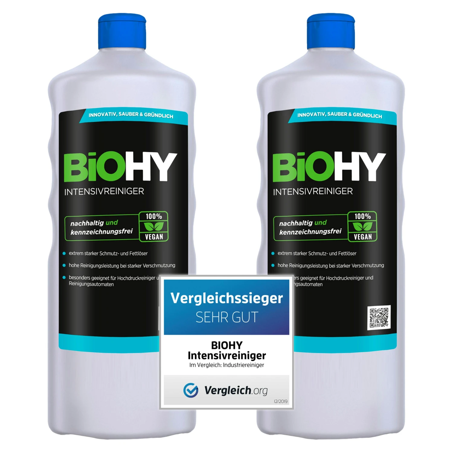 BiOHY Intensivreiniger Universal (2x1l Flasche) | Hochleistungs-INDUSTRIEREINIGER | Grundreiniger Ideal Für Hochdruckreiniger, Schaumarm
