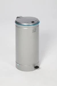 Wertstoffsammler, 1x70l, HxĂ 700x450mm, Klemmring, Korpus Stahl RAL7032, Deckel Kunststoff Silber