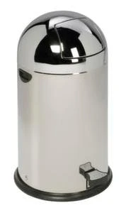 Edelstahl-Tretabfallbehälter, 22l, HxØ 640x355mm, Innenbehälter Stahl, Korpus Edelstahl, Deckel Edelstahl