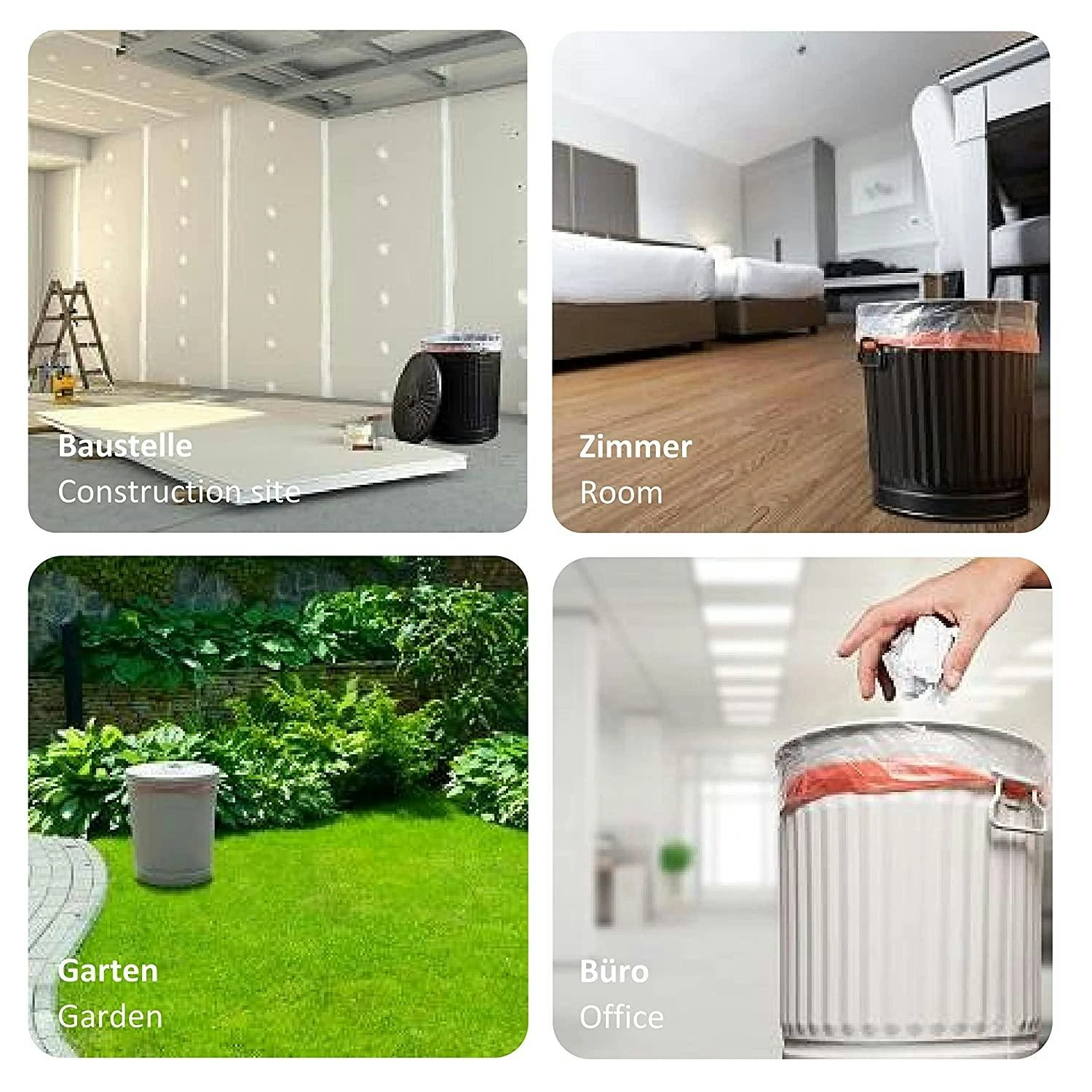 Jinfa 60 Müllbeutel Mit Zugband | Transparent | 69x85 Cm | Für Jinfa Metalltonne 62 L – Bild 7