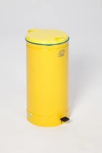 Wertstoffsammler, 1x70l, HxĂ 700x450mm, Klemmring, Korpus Stahl RAL7032, Deckel Kunststoff Silber â Bild 3