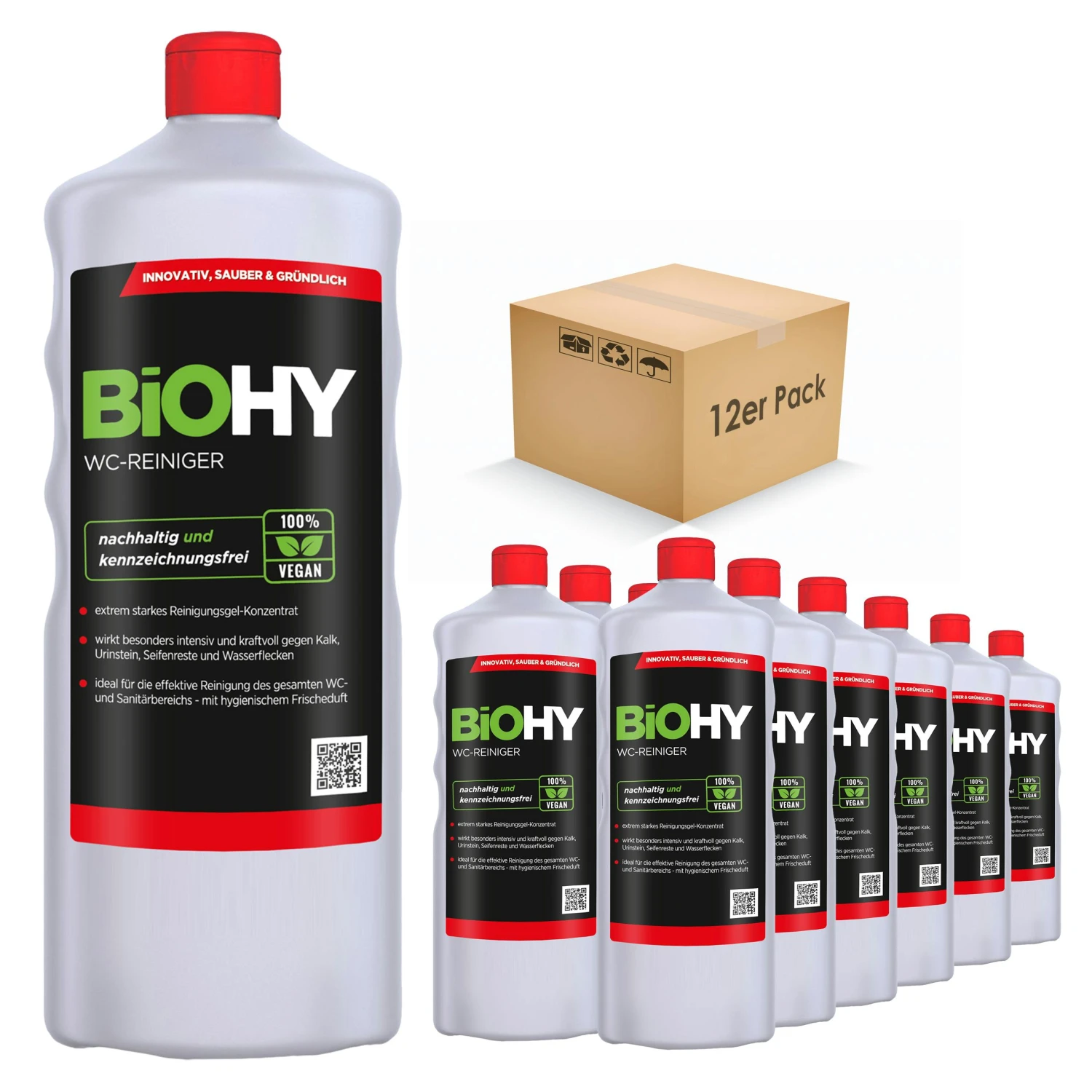 BiOHY WC-Reiniger (480x1l Flasche) | EXTRA STARK | Profi Bio Konzentrat | Dickflüssiges Reinigungs-Gel | Ideal Gegen Urinstein – Bild 4