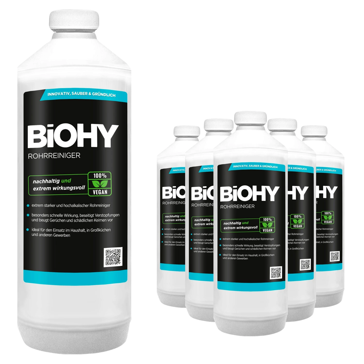 BiOHY Rohrreiniger (3x1l Flasche) | EXTRA STARK | Flüssiger, Hochkonzentrierter Abflussreiniger | Geruchsneutral | Für Alle Verstopfungen – Bild 5