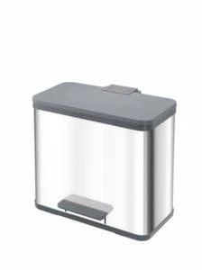 HAILO Tretabfallsammler, 1x11/1x19l, HxBxT 440x470x250mm, InnenbehĂ€lter Kunststoff, Korpus Stahl Tiefschwarz, Deckel Kunststoff â Bild 5