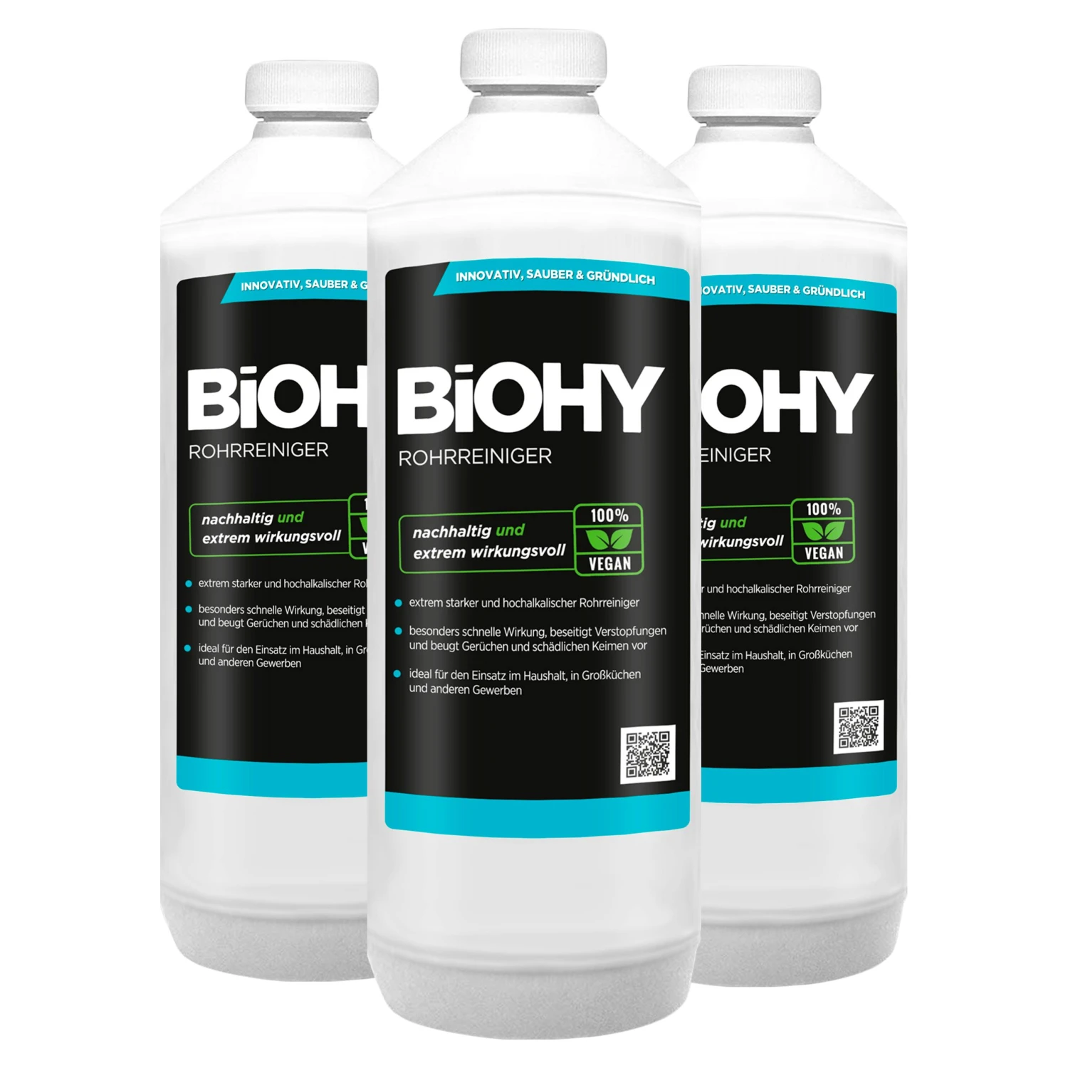 BiOHY Rohrreiniger (9x1l Flasche) | EXTRA STARK | Flüssiger, Hochkonzentrierter Abflussreiniger | Geruchsneutral | Für Alle Verstopfungen – Bild 3