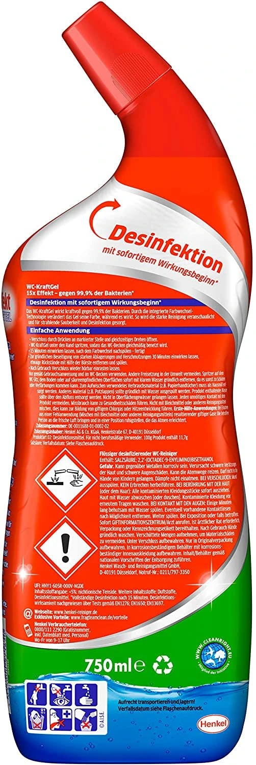 Bref Power WC KraftGel 15x Effekt 750 Ml WC Reiniger Badreiniger Reinigung – Bild 6